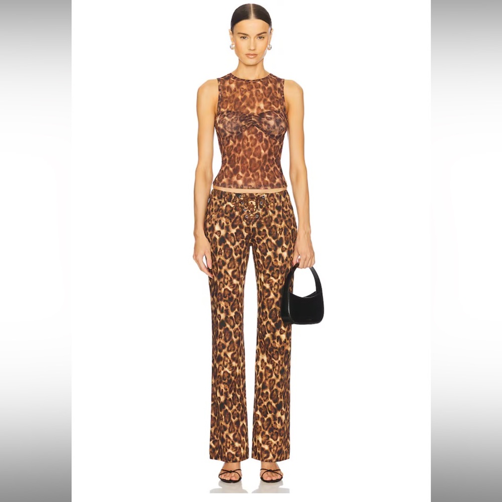 LOBA REVOLVE Zahara TWO PIECE SET leopard print low waisted pants & top🐆 - Picture 1 of 7